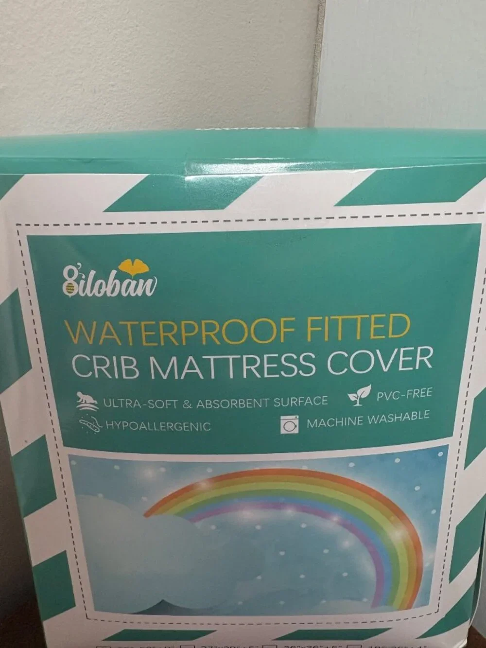 Biloban Waterproof Fitted Crib Mattress Cover Gray Ultra-Soft Hypoallergenic